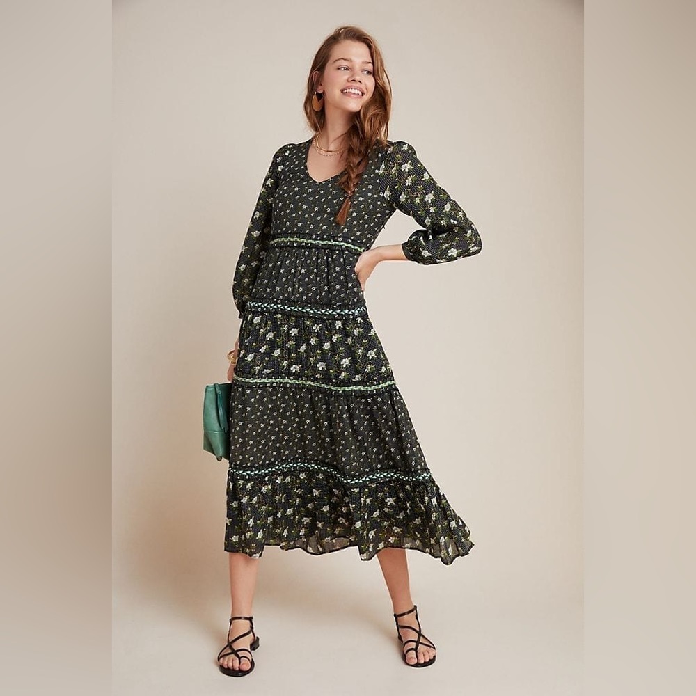 Anthro Karoline Tiered Maxi Dress 🦚